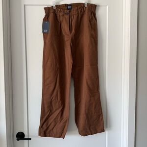 NWT-Gap Woman’s Easy Twill Brown Relaxed High Waisted Straight Leg Pants Sz L